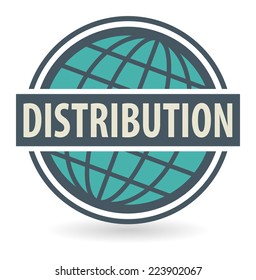 Abstract stamp or label with the text Distribution written inside, vector illustration