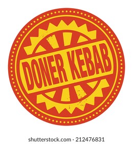 Abstract stamp or label with the text Doner Kebab written inside, vector illustration
