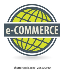Abstract stamp or label with the text E-Commerce written inside, vector illustration