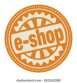 Abstract stamp or label with the text E-shop written inside, vector illustration