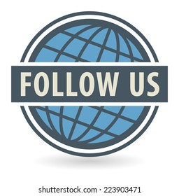 Abstract stamp or label with the text Follow Us written inside, vector illustration