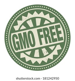 Abstract stamp or label with the text GMO Free written inside, vector illustration