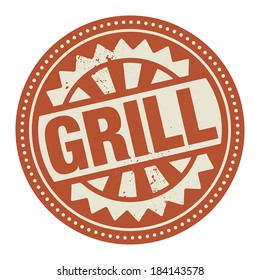 Abstract stamp or label with the text Grill written inside, vector illustration