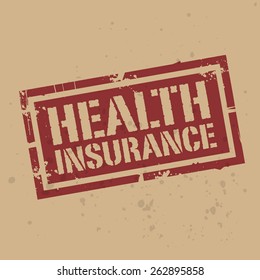 Abstract stamp or label with text Health Insurance, vector illustration