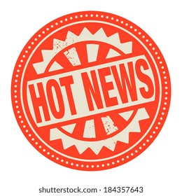 Abstract stamp or label with the text Hot News written inside, vector illustration