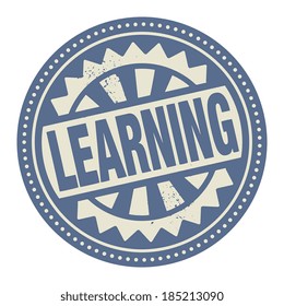 Abstract stamp or label with the text Learning written inside, vector illustration