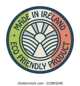 Abstract stamp or label with text Made in Ireland, Eco Friendly Product, vector illustration
