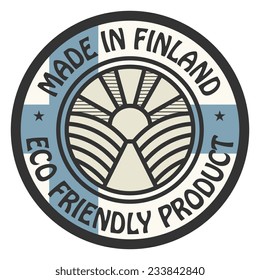 Abstract stamp or label with text Made in Finland, Eco Friendly Product, vector illustration