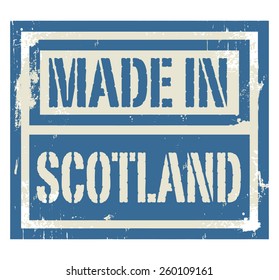 Abstract stamp or label with text Made in Scotland, vector illustration