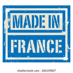 Abstract stamp or label with text Made in France, vector illustration