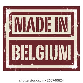Abstract stamp or label with text Made in Belgium, vector illustration