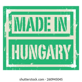 Abstract stamp or label with text Made in Hungary, vector illustration