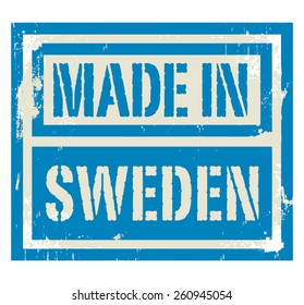 Abstract stamp or label with text Made in Sweden, vector illustration