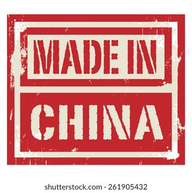 Abstract stamp or label with text Made in China, vector illustration
