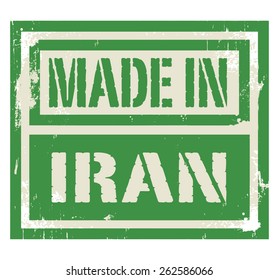 Abstract stamp or label with text Made in Iran, vector illustration