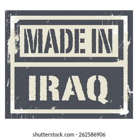 Abstract stamp or label with text Made in Iraq, vector illustration