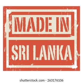Abstract stamp or label with text Made in Sri Lanka, vector illustration