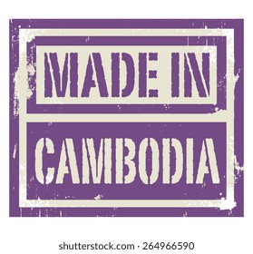 Abstract stamp or label with text Made in Cambodia, vector illustration