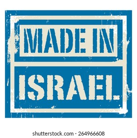 Abstract stamp or label with text Made in Israel, vector illustration