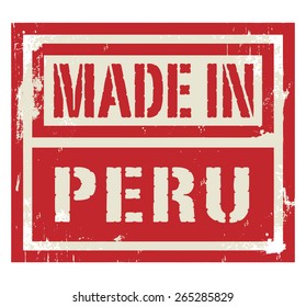 Abstract stamp or label with text Made in Peru, vector illustration