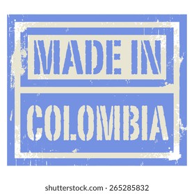 Abstract stamp or label with text Made in Colombia, vector illustration