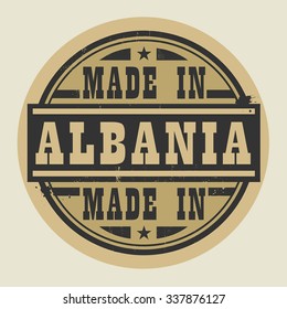 Abstract stamp or label with text Made in Albania, vector illustration