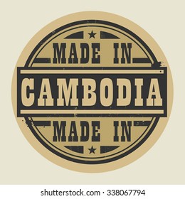 Abstract stamp or label with text Made in Cambodia, vector illustration