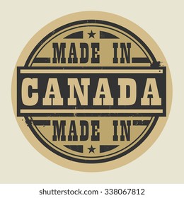 Abstract stamp or label with text Made in Canada, vector illustration