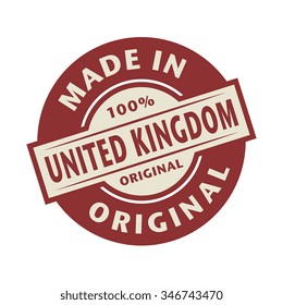 Abstract stamp or label with the text Made in United Kingdom written inside, vector illustration