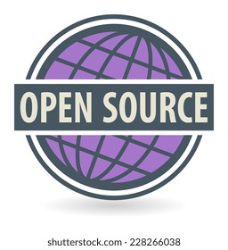Abstract stamp or label with the text Open Source written inside, vector illustration