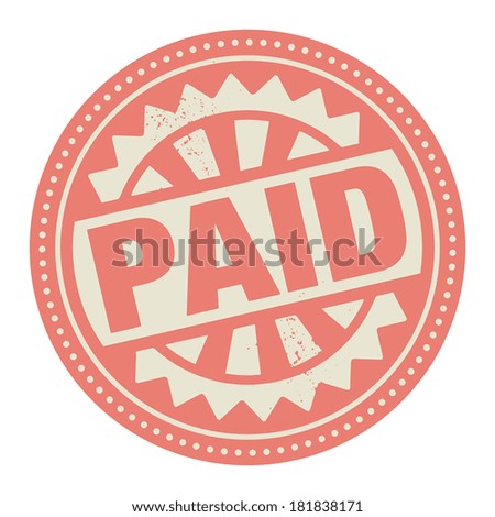 Abstract stamp or label with the text Paid written inside, vector illustration