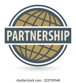 Abstract stamp or label with the text Partnership written inside, vector illustration