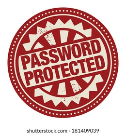 Abstract stamp or label with the text Password protected written inside, vector illustration