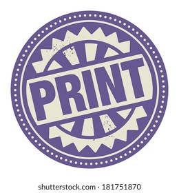 Abstract stamp or label with the text Print written inside, vector illustration