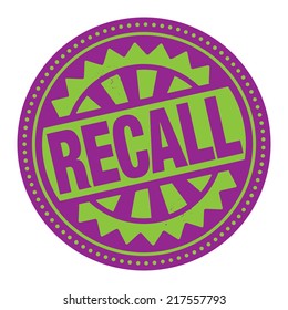 Abstract stamp or label with the text Recall written inside, vector illustration