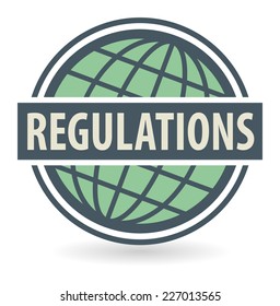Abstract stamp or label with the text Regulations written inside, vector illustration