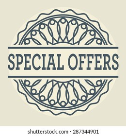 Abstract stamp or label with text Special Offers, vector illustration