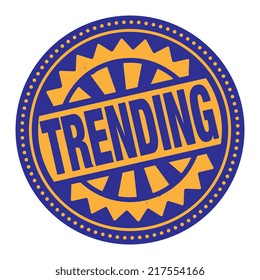 Abstract stamp or label with the text Trending written inside, vector illustration