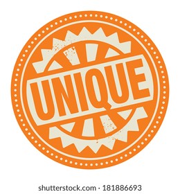 Abstract stamp or label with the text Unique written inside, vector illustration