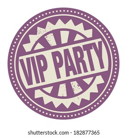 Abstract stamp or label with the text VIP Party written inside, vector illustration 