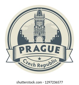 Abstract Stamp with the name of Prague, Czech Republic written inside the stamp, vector illustration