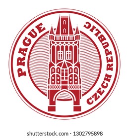 Abstract Stamp with the name of Prague, Czech Republic written inside the stamp, vector illustration