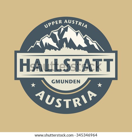 Abstract stamp with the name of town Hallstatt in Austria, vector illustration