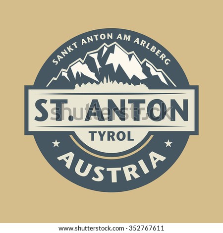 Abstract stamp with the name of town St. Anton in Austria, vector illustration
