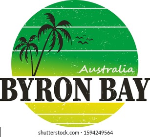 Abstract Stamp Or Sign Text Byron Bay, Australia, Vector Illustration