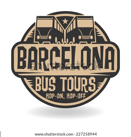 Abstract stamp with text Barcelona, Bus Tours, vector illustration