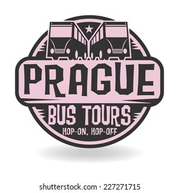 Abstract stamp with text Prague, Bus Tours, vector illustration