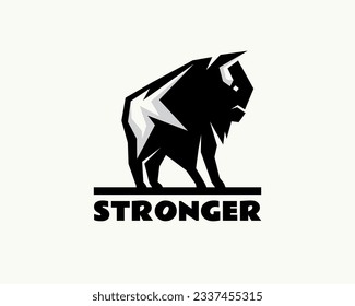 abstract stand bison logo design template illustration inspiration
