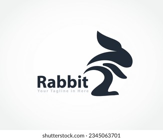 abstract stand bunny rabbit logo design template illustration inspiration
