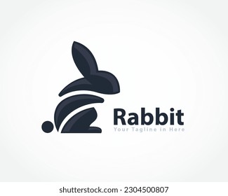 abstract stand bunny rabbit separate body logo design template illustration inspiration